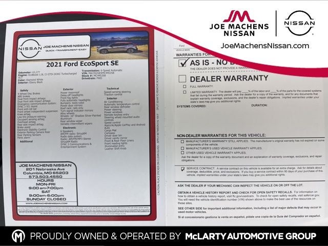 2021 Ford EcoSport SE