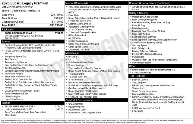 2025 Subaru Legacy Premium