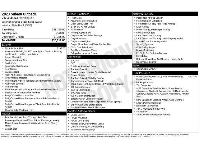 2023 Subaru Outback 2.5i