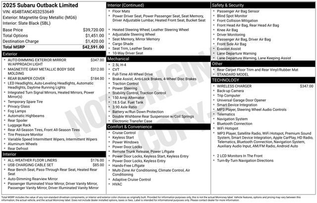 2025 Subaru Outback Limited