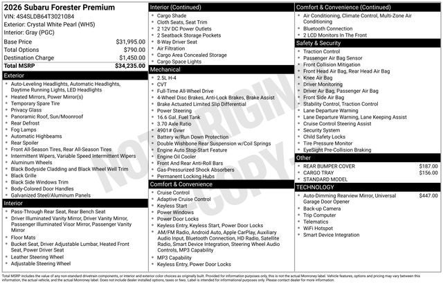 2026 Subaru Forester Premium