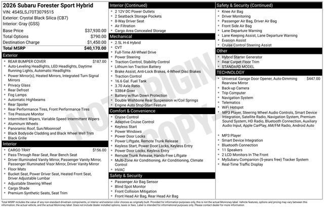 2026 Subaru Forester Sport Hybrid
