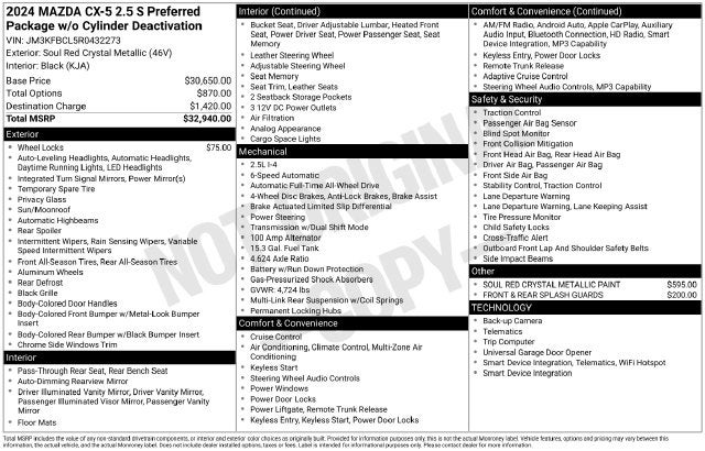 2024 Mazda Mazda CX-5 2.5 S Preferred Package