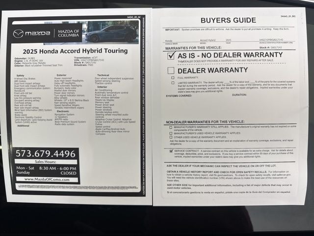 2025 Honda Accord Hybrid Touring