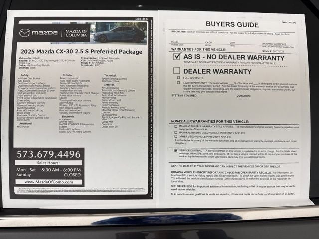 2025 Mazda Mazda CX-30 2.5 S Preferred Package