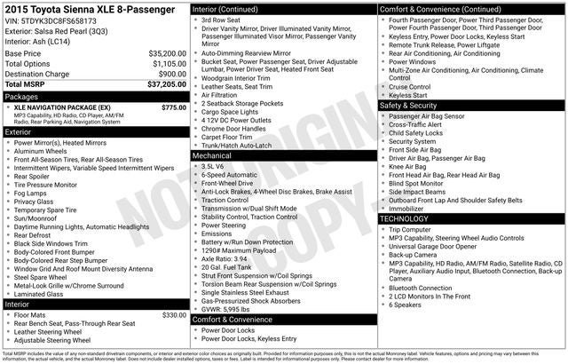 2015 Toyota Sienna Ltd Premium