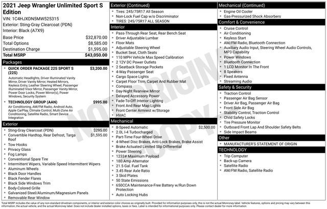 2021 Jeep Wrangler Unlimited Sport S