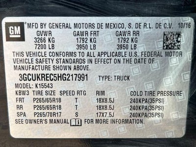 2017 Chevrolet Silverado 1500 Crew Cab Short Box 4-Wheel Drive LT Z71