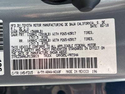 2018 Toyota Tacoma TRD Sport Double Cab 5' Bed V6 4x4 AT (Natl)