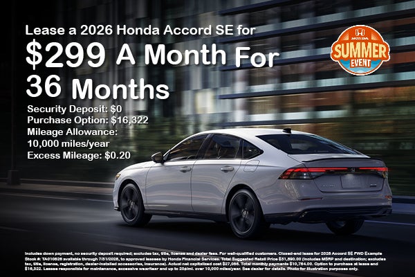Lease a 2026 Honda Accord SE