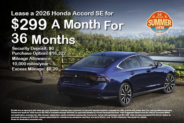 Lease a 2026 Honda Accord SE