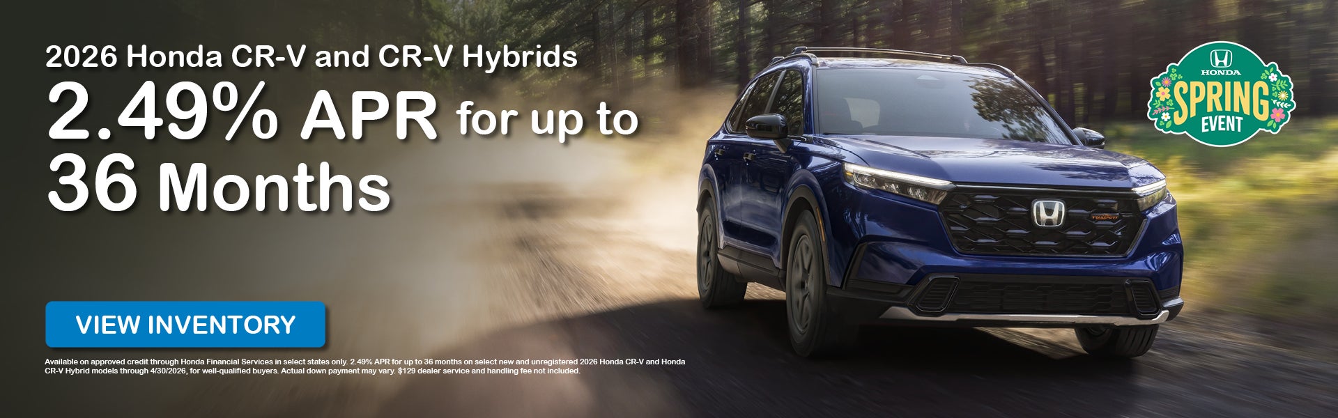 2026 CR-V and CR-V Hybrid 2.49% for up to 36 months